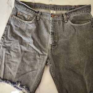 Vintage faded Glory relaxed black fit 100% cotton Bermuda shorts frayed hem 36x2